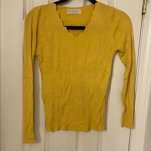 Jon & Anna Women's Mustard V-Neck Sweater